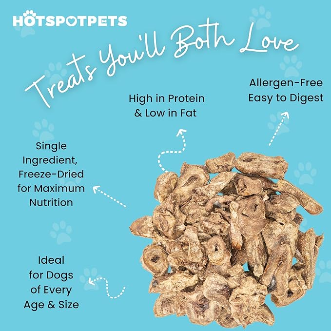 hotspot pets Freeze Dried Turkey Hearts Treats for Cats &amp; Dogs -Made in USA, 1lb Big Bag, Single Ingredient All Natural Grain-Free Turkey Heart - Great for Training, As a Topper or Snack