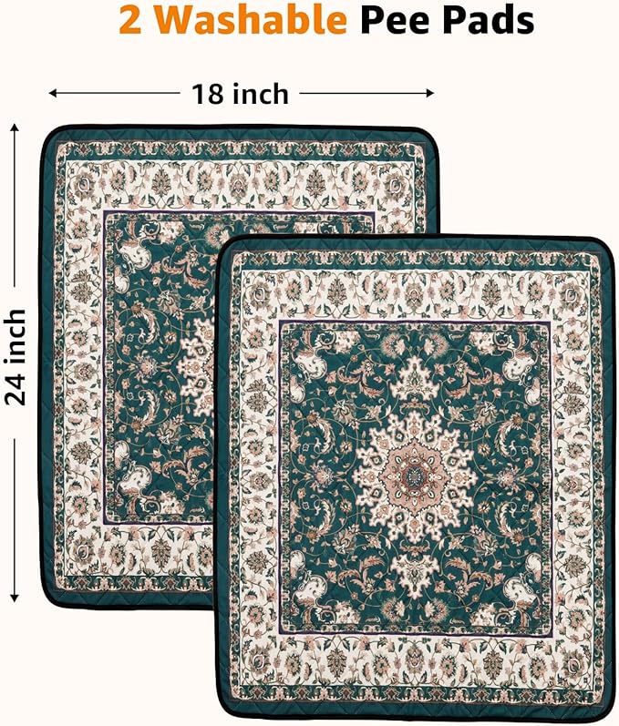 Washable Pee Pads for Dogs: 2 Pack Reusable Pee Pads for Dogs, Waterproof &amp; Leakproof Washable Puppy Pad, Non-Slip Whelping Pee Pads &amp; Potty Training Pad for Floor, Playpen,Crate, Couch, 18x24