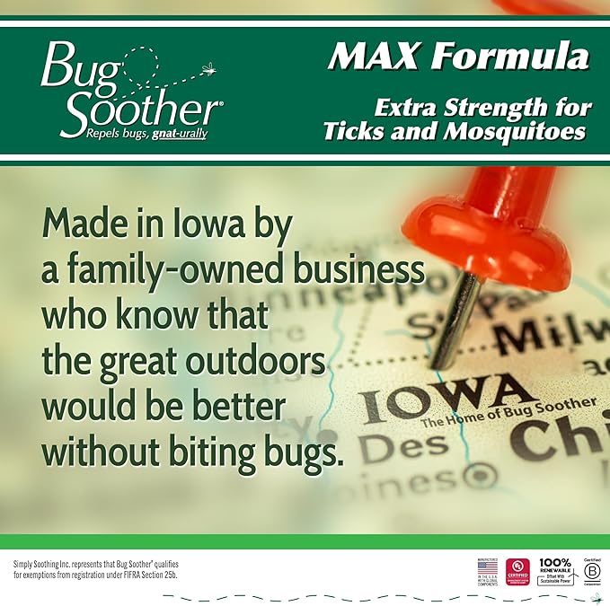 Bug Soother Max - Extra Strength Natural Gnat, Tick, and Mosquito Repellent, 4 fl oz Bug Spray Deterrent - DEET-Free - Safe for Adults &amp; The Environment - Made in USA