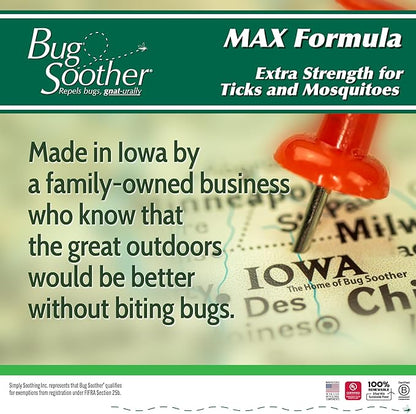 Bug Soother Max - Extra Strength Natural Gnat, Tick, and Mosquito Repellent, 4 fl oz Bug Spray Deterrent - DEET-Free - Safe for Adults &amp; The Environment - Made in USA