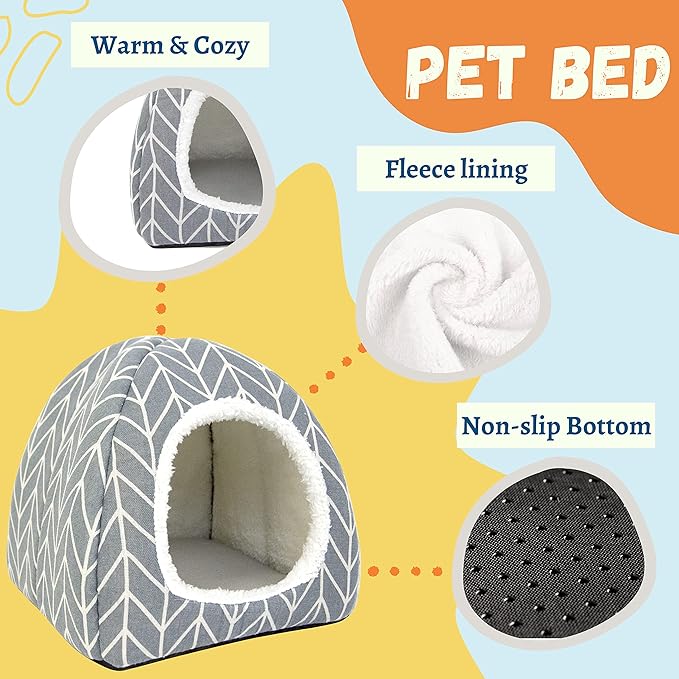 Guinea Pig Hideout Bed Rabbit House Cave Accessories Cozy Hide-Out for Bunny Hedgehog Ferret Chinchilla&amp;Other Small Animals (Grey)
