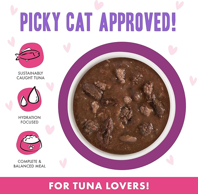 Weruva B.F.F. OMG - Best Feline Friend Oh My Gravy!, Tuna &amp; Beef Belly Rubs with Tuna &amp; Beef, 2.8oz Can (Pack of 12)