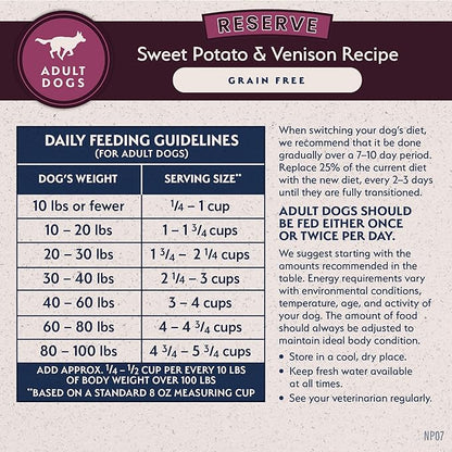 Natural Balance Limited Ingredient Adult Grain-Free Dry Dog Food, Reserve Sweet Potato &amp; Venison Recipe, 12 Pound (Pack of 1)