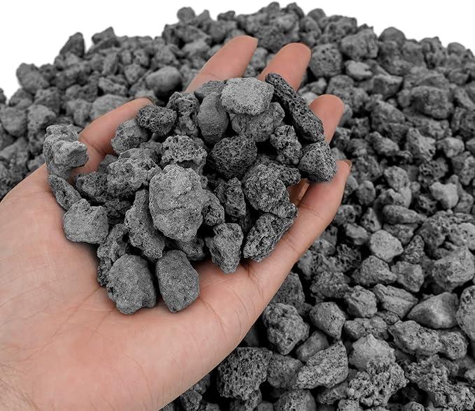 Mr. Fireglass 10 Pounds Black Natural Lava Rock for Indoor Outdoor Gas Fire Pits Fireplaces &amp; Barbecue Grills | Volcanic Lava Stones for Decorating Garden Landscaping, Potted Plants, 0.3"-0.6"