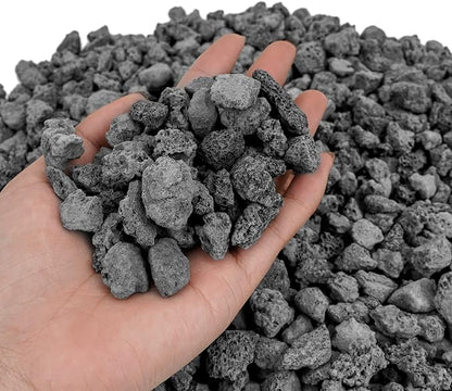 Mr. Fireglass 10 Pounds Black Natural Lava Rock for Indoor Outdoor Gas Fire Pits Fireplaces &amp; Barbecue Grills | Volcanic Lava Stones for Decorating Garden Landscaping, Potted Plants, 0.3"-0.6"