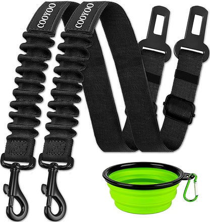 COOYOO Dog Seat Belt,3 Piece Set Retractable Dog Car Harness Adjustable Dog Seat Belt for Vehicle Nylon Pet Safety Seat Belts Heavy Duty &amp; Elastic