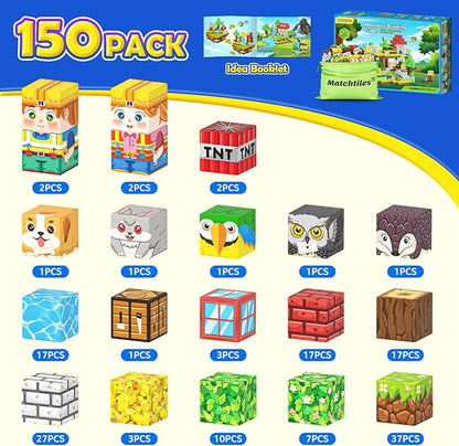 Magnetic Blocks with Forest Animals Toys, Build Mine Magnet World Set, Magnetic Tiles Building for Boys &amp; Girls Age 4-8 5-7, STEM Montessori Sensory Toys for 3+ Toddlers Kids Gifts