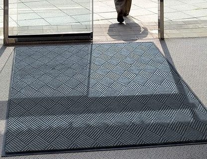 WaterHog Diamond | Commercial-Grade Entrance Mat with Rubber Border – Indoor/Outdoor, Quick Drying, Stain Resistant Door Mat (Bluestone, 3&