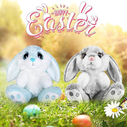 My OLi Bunny Stuffed Animal Pack of 2 Plush Rabbit 7in Stuffed Bunny with Floppy Ear Bedtime Friend Soft Toy Gifts for Girls Boys Kids, Gray &amp; Blue