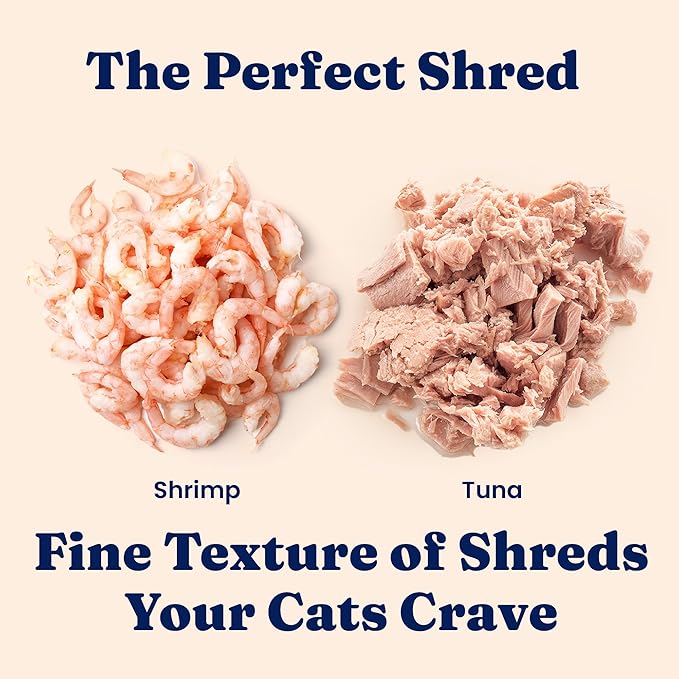 Solid Gold Wet Cat Food Shreds in Gravy - Healthy Canned Cat Food Made w/Real Tuna, Shrimp, Vitamins, Minerals &amp; Taurine - Grain Free &amp; Gluten Free Canned Meals for Cats &amp; Kittens - 24ct/3oz Can