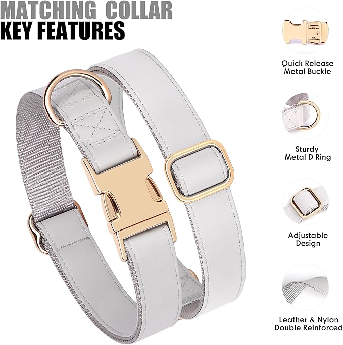 PET ARTIST Soft PU Leather Dog Collar for Small Dogs, Bright &amp; Classic Nylon Padded Durable Dog Collar Leather with Quick Release Metal Buckle Adjustable for Male Dogs, Neck Fit 9-14"