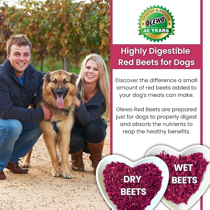 Olewo Original Red Beets for Dogs – Natural Anti Itch for Dogs, Dog Food Topper, Immune, Cleansing, Skin &amp; Coat Support, Dehydrated Whole Food Dog Multivitamin, Fiber for Dogs, 1 lb