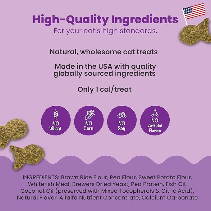 Catstages by Nina Ottosson Purrfect Bitez Natural Crunchy Cat Treats for Puzzles, Toys, Feeders, &amp; Training, USA-Made, Real Whitefish Flavor, 4oz