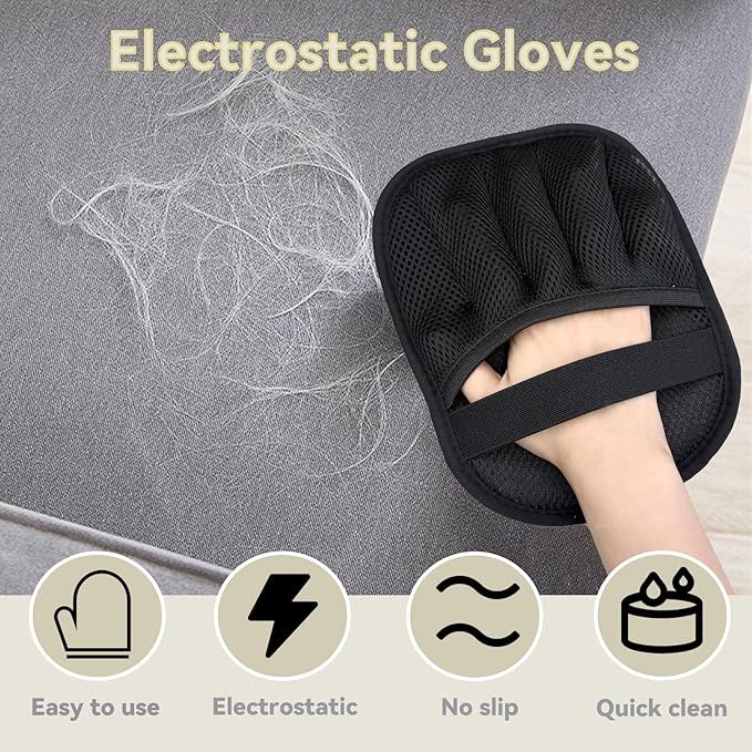 Pet Hair Removal Glove,Pet Hair Remover for Cat &amp; Dog,New Upgraded Electrostatic Gloves Pet Hair,Reusable Electro Static Pet Hair Remover Electrostatic Gloves &amp; Dog Hair Collector Keychain