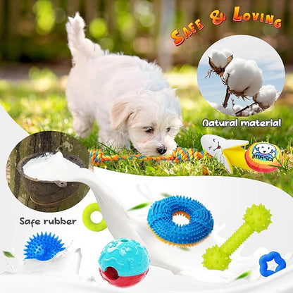 KIPRITII Puppy Toys for Dog Teething -25 Pack Various Puppy Chew Toys with Rope Toys, Dog Treat Balls &amp; Squeaky Toy for Puppy and Small Dogs