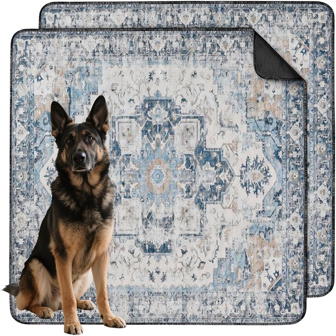 Washable Pee Pads for Dogs 2 Pack, Absorbent Reusable Puppy Pads Waterproof, Leakproof &amp; Non-Slip Whelping Pad, Potty Training Pads for Dogs Playpen Mat 48x48