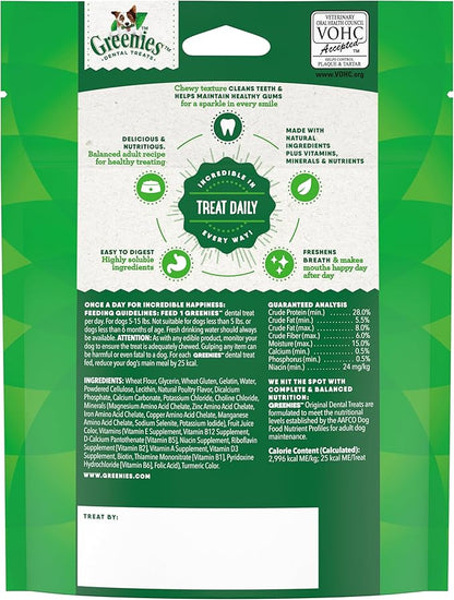 Greenies Original Teenie Natural Dental Care Dog Treats, 3 oz. Pack (11 Treats) (Pack of 2)