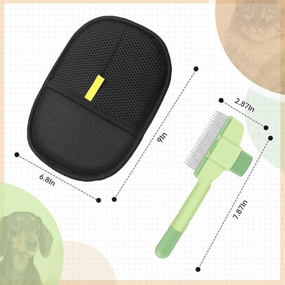 Flea Comb and Pet Hair Removal Glove for Cats &amp; Dogs Brush for Shedding Pet Hair Removal Comb with Long &amp; Short Stainless Steel Teeth for Deshedding &amp; Clothing/Couch/Furniture/Carpet/Car Seat