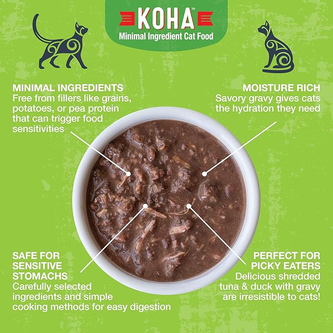 KOHA Poké Bowl Tuna &amp; Duck Entree in Gravy for Cats, 12-Pack of 3oz Pouches