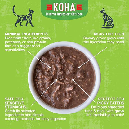 KOHA Poké Bowl Tuna &amp; Duck Entree in Gravy for Cats, 12-Pack of 3oz Pouches