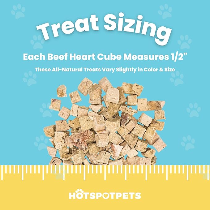 hotspot pets Freeze Dried Beef Heart Treats for Cats &amp; Dogs - 1LB Resealable Big Bag, Made in USA, Single Ingredient All Natural Grain-Free Immune support Treats -Perfect for Training, Topper or Snack