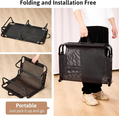 Elevated Dog Bed, Foldable Pet Bed with No Assembly, Cooling Raised Bed with Breathable Mesh, No-Slip Feet Durable Dog Cots Beds for Indoor &amp; Outdoor Use, Black (L:43"x23"x7")
