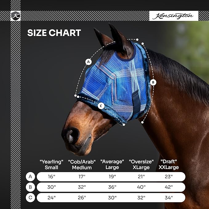 Kensington UV Fly Mask with Fleece Trim - Protective Mask with Dual Ear Opening &amp; Forelock Freedom - Large, Imperial Jade