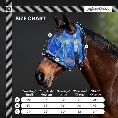 Kensington UV Fly Mask with Fleece Trim - Protective Mask with Dual Ear Opening Size: Small Color: 500-Desert Sand