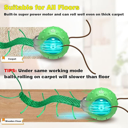 Interactive Cat Toys for Indoor Cats, Moving Cat Ball with Tail, Fast Rolling on Carpet, Chirping &amp; Motion Activate Toy for Bored Indoor Adult Cats