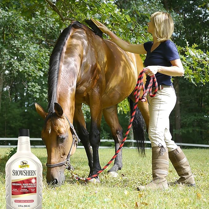 Absorbine ShowSheen Hair Polish &amp; Detangler 32oz Refill Bottle, Horse and Dog Coat, Mane and Tail, Instant Detangling &amp; Reduces Hair Breakage for Healthy Grooming &amp; Radiant Shine