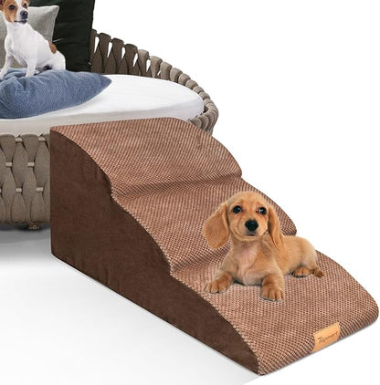 Topmart High Density Extended Foam Dog Ramp&amp;Steps 3 Tiers,15.7" High,Non-Slip Dog Stairs with Waterproof Cover,Soft Foam Pet Ladder,Best for Injured,Older Cats,Pets with Joint Pain