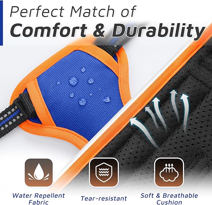 Eagloo Small Dog Harness No Pull, Service Vest with Reflective Strips and Control Handle, Adjustable and Comfortable for Walking, No Choke Pet Harness with 2 Metal Rings, Blue &amp; Orange, XS
