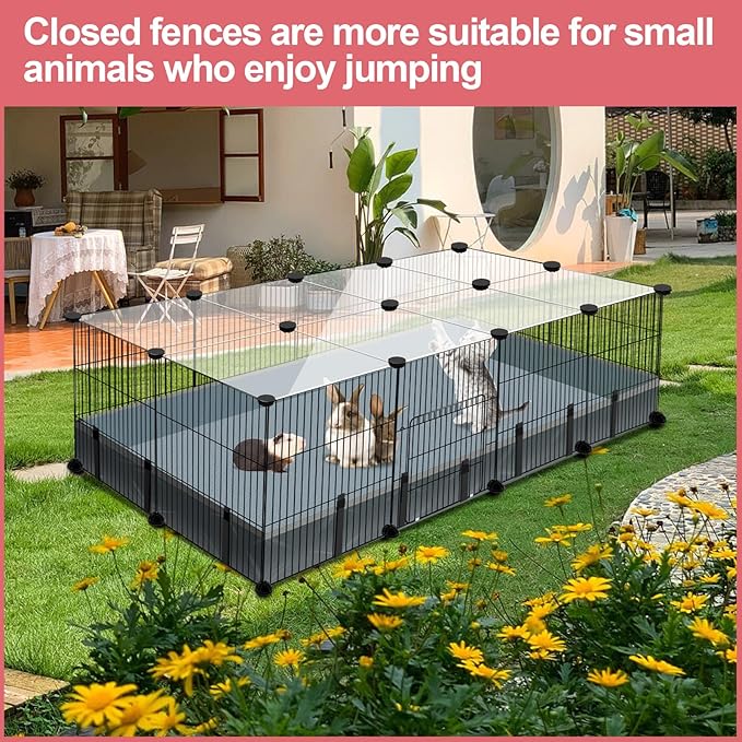 20 Panels Small Animal Playpen, 48" x 24" x 16" Pet Playpen with Waterproof Mat, C&amp;C Cage for Guinea Pigs, Rabbit/Bunny/Baby Chicken Cage,Bunny/Puppy/Chicken Pen Indoor Outdoor Portable Metal Fence
