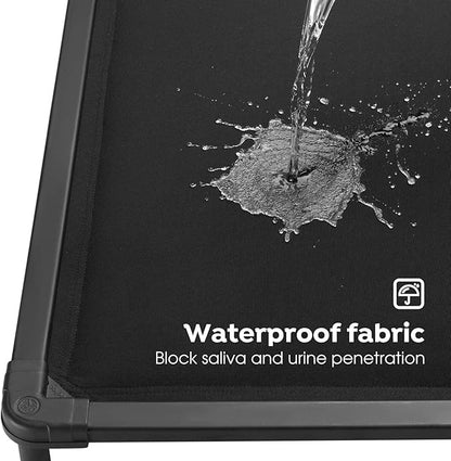 Veehoo Chew Proof Elevated Dog Bed, Durable Raised Pet Cot with Soft PP Cotton-Filled Waterproof Mat, Washable Padded Cot for Indoor, Outdoor &amp; Camping, 35-Inch, Black