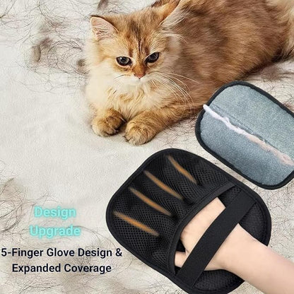 5-Pack Pet Hair Removal Gloves,Electrostatic Pet Hair Remover Tool,Dog Hair Remover Furniture Reusable &amp; Washable Grooming Mitts,Lint &amp; Fur Remover for Clothes, Carpets, Car Seats