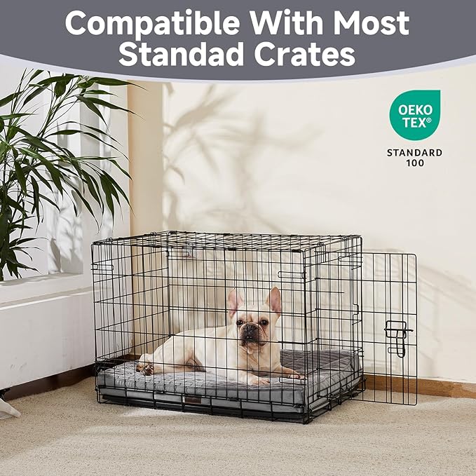OhGeni Orthopedic Waterproof &amp; Machine Washable Dog Bed for Small Medium Pets, Suitable for Crates, Cat Mat with 25D Egg Crate Foam, Removable Cover &amp; Invisible Zipper, 30 Inches(Gray)
