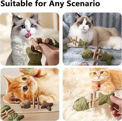 3 Pack Catnip Toys, Healthy Cat &amp; Kitten Teeth Cleaning Dental Chew Toy, Contain Catnip, Natural Silvervine, and Gall Fruit, Interactive Cat Toys for Indoor Cats, are Edible for All Cats Breeds