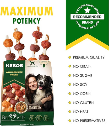 Dog Treats Rawhide Sticks Wrapped with Chicken 11 oz - Pet Natural Chew Treats - Grain Free Meat &amp; Human Grade Dried Snacks - Best for Small &amp; Large Dogs