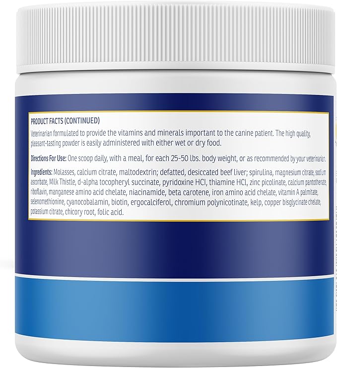 Rx Vitamins Essentials for Dogs - Daily Vitamins &amp; Minerals - with Blue Spirulina, Kelp Powder, and Milk Thistle - Complete Canine Vitamins and Essential Minerals Powder - 8 oz