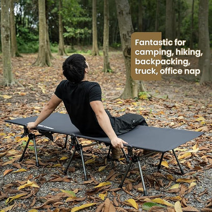 ONETIGRIS SUPRANUBIS Camping Cot, Height Adjustable with Cot Leg Extenders, Strong Support 330lbs, Lightweight Comfortable Folding Bed for Camping, Hiking, Travel, Truck, Beach, Office Nap