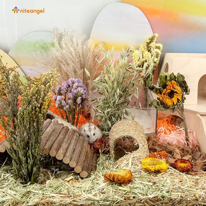 Niteangel Natural &amp; Soft Hamster Bedding Mate Small Animal Habitat Decor for Syrian Dwarf Hamsters Gerbils Mice Degus Bunny or Other Small-Sized Pet (Flower Version)