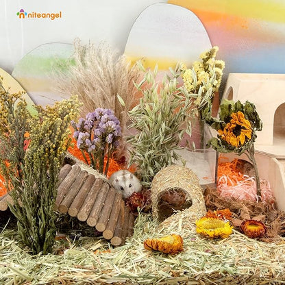 Niteangel Natural &amp; Soft Hamster Bedding Mate Small Animal Habitat Decor for Syrian Dwarf Hamsters Gerbils Mice Degus Bunny or Other Small-Sized Pet (Flower Version)