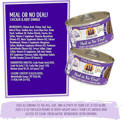 Weruva Classic Cat Paté, Meal or No Deal! with Chicken &amp; Beef, 3oz Can (Pack of 12)
