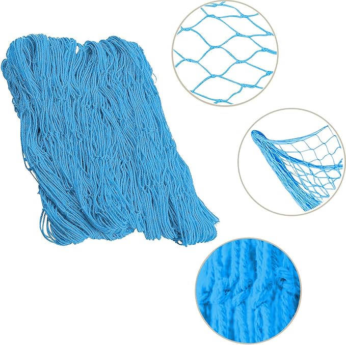 Nature Fish Net Wall Decoration with Shells, Ocean Themed Wall Hangings Fishing Net Party Decor for Pirate Party,Wedding,Photographing Decoration