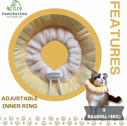 Adjustable Comfy Flower Style Elizabeth Collar for Cats Puppies Soft Recovery Cone Pet Protective Neck Collar (Yellow, Small)