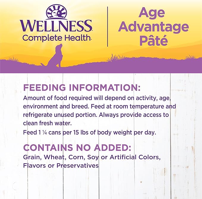 Wellness Complete Health Natural Wet Canned Dog Food, Age Advantage Chicken &amp; Sweet Potato, 12.5-Ounce Can (Pack of 12)