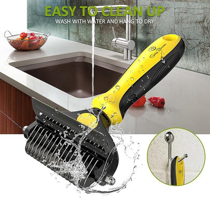 Spring Blossoms-2 in 1 Professional Grooming Rake for Cats &amp; Dogs-Dematting Comb for Easy Mats &amp; Tangles Removing,Pet Brush Safe No More Nasty Shedding and Flying Hair (Lemon Yellow)