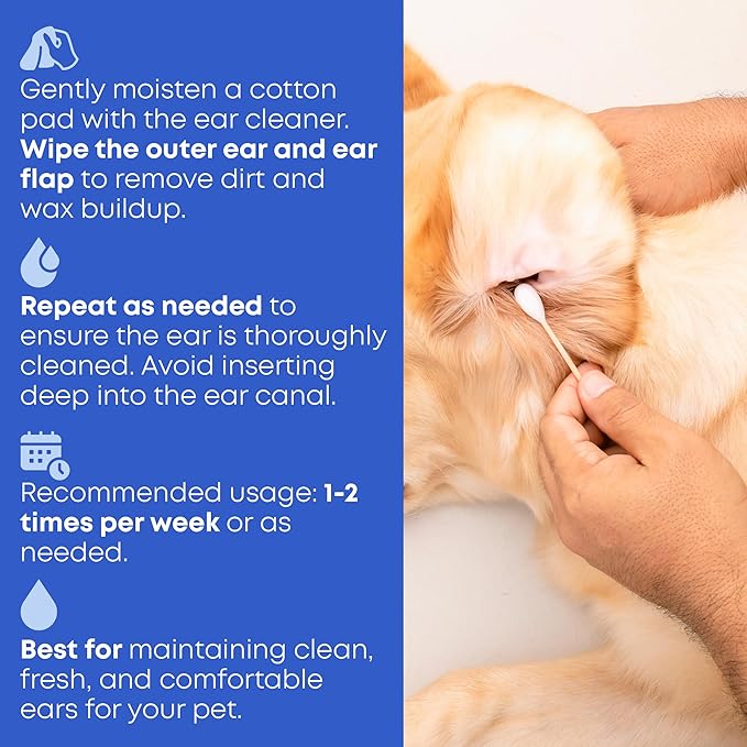 Ear Cleaner Drops &amp; Wash Solution for Cats and Dogs – Gentle Ear Hygiene, Wax Removal &amp; Odor Control for Pets