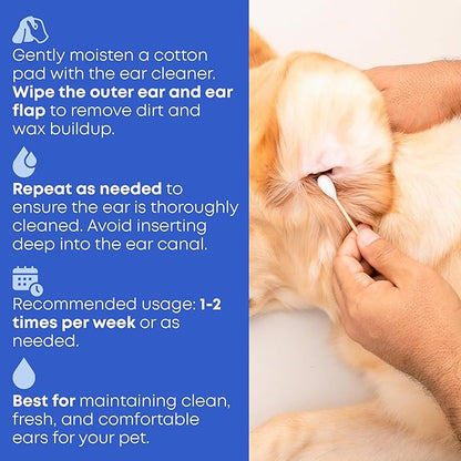 Ear Cleaner Drops &amp; Wash Solution for Cats and Dogs – Gentle Ear Hygiene, Wax Removal &amp; Odor Control for Pets