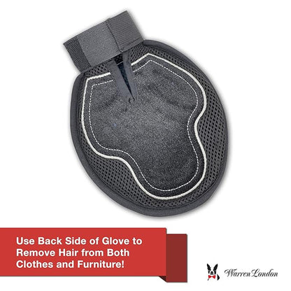 Warren London 2in1 Grooming Glove for Dogs &amp; Cats | Reversible Design Pet Brush with Smooth Side for Clothes &amp; Furniture | Soft Mitten Contours for Comb &amp; Massage
